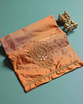 Traditional Embroidered Designer Blouse Material with Intricate Bead and Thread Work - Brown