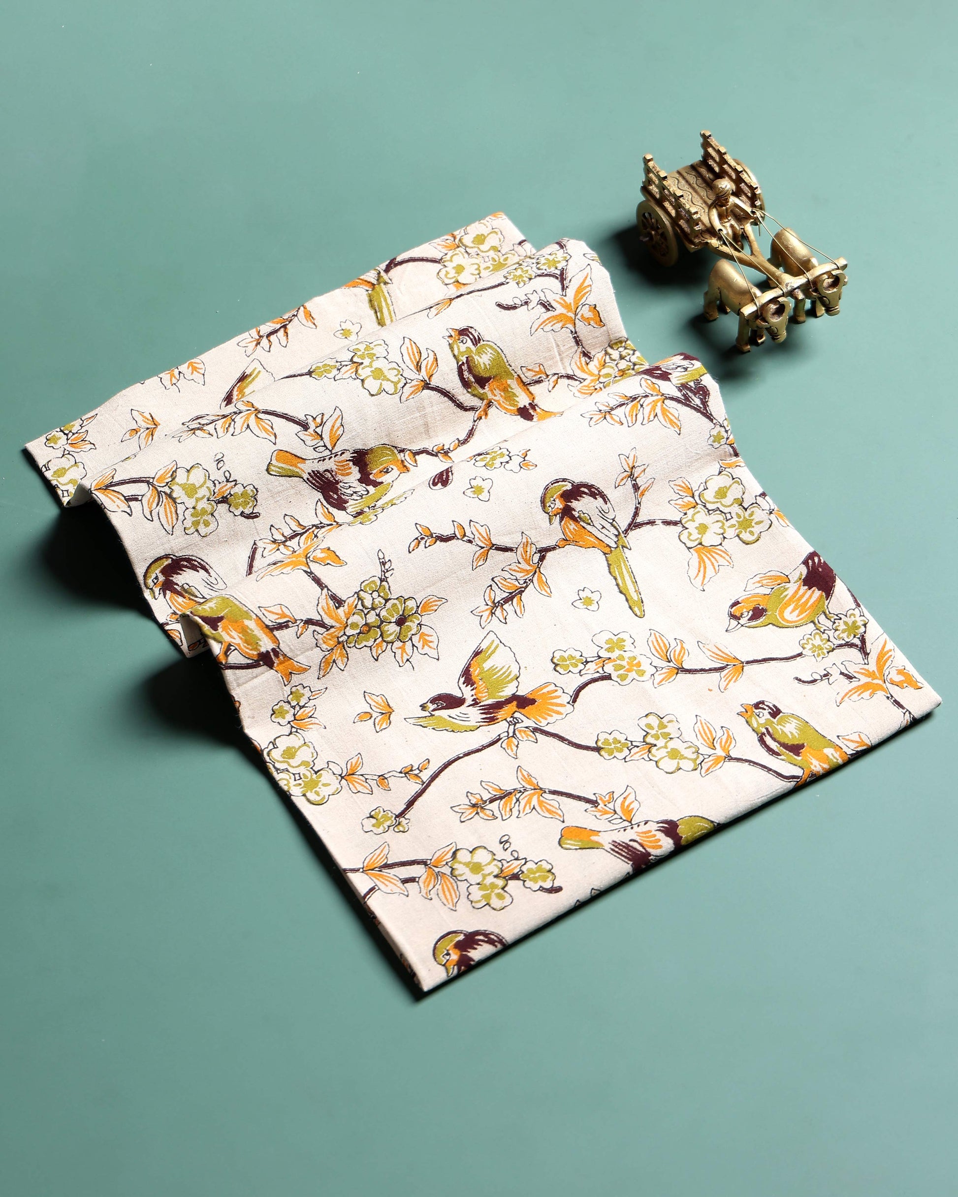 Traditional Floral Printed Cotton 1 Meter Blouse Material for Women - Sandal