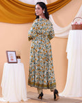 Traditional Floral Printed Design Women's Readymade Salwar Set with Elegant Patterns and Comfortable Fit - Cream