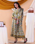 Traditional Floral Printed Design Women's Readymade Salwar Set with Elegant Patterns and Comfortable Fit - Cream