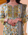 Traditional Floral Printed Design Women's Readymade Salwar Set with Elegant Patterns and Comfortable Fit - Cream
