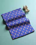 Traditional Floral Printed Unstitched Blouse Material - Blue