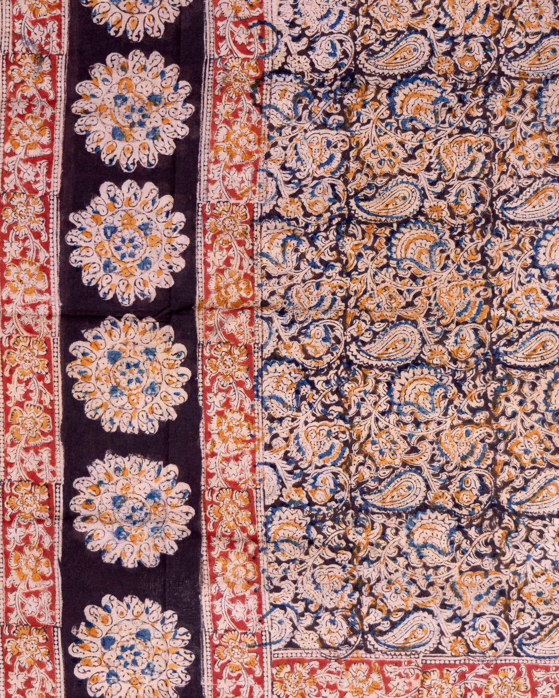 Traditional Floral and Geometric Motif Women's Dupatta with Handcrafted Block Print Design and Detailed Borders- Multi