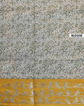 Traditional Floral and Peacock Motif Art Silk Saree with Elegant Woven Border and Intricate Nature Inspired Design - Off White-Blouse