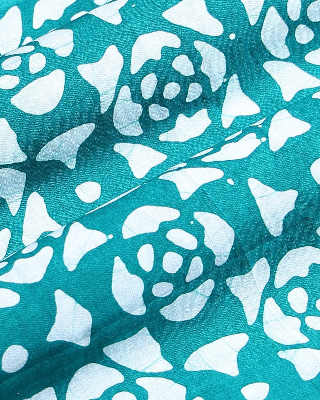 Traditional Geometric Batik Printed Cotton 1 Meter Blouse Material for Women- Teal