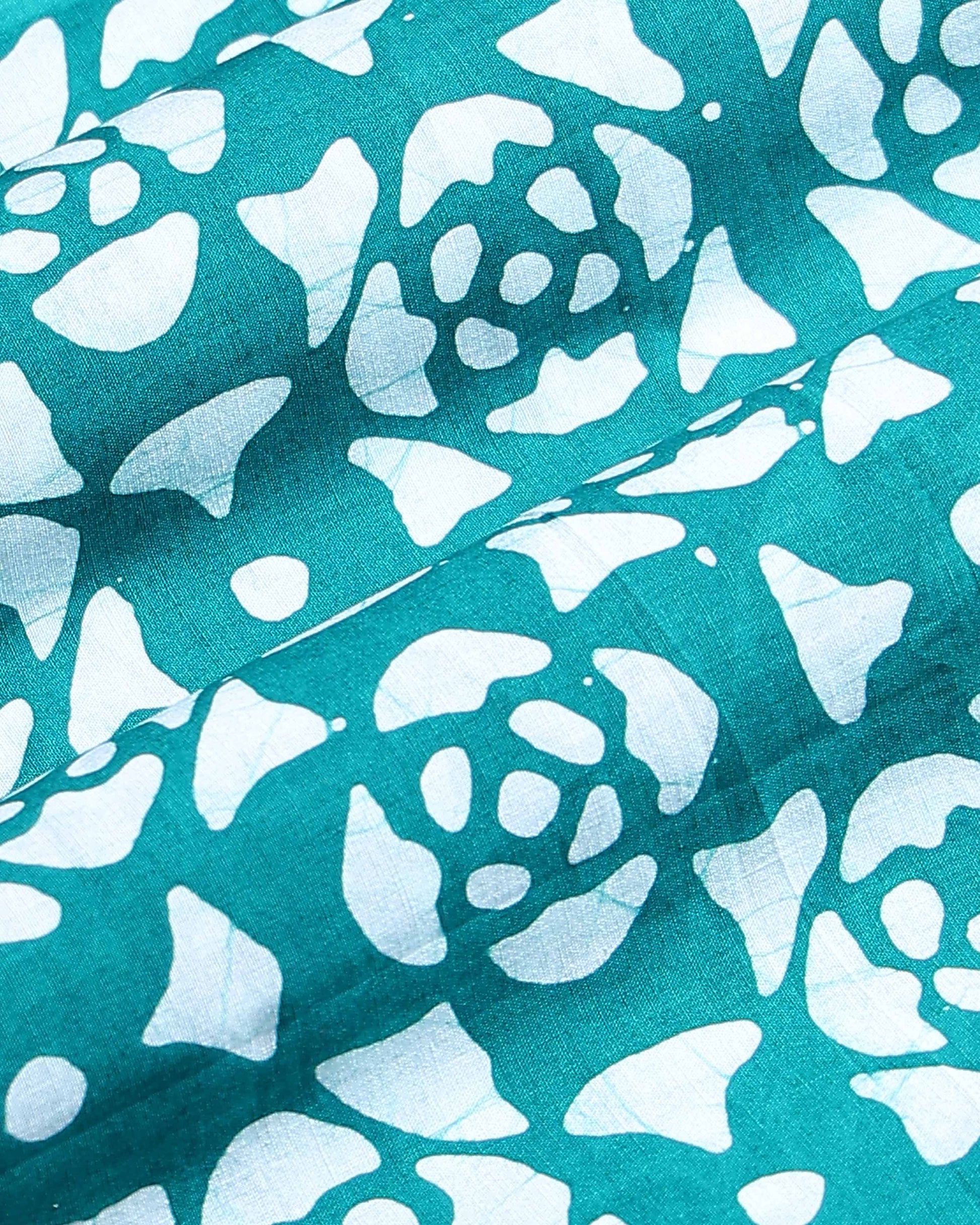 Traditional Geometric Batik Printed Cotton 1 Meter Blouse Material for Women- Teal