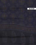 Traditional Hand-Block Printed Mul Mul Cotton Saree with Intricate Border - Yellow-Blouse
