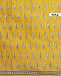 Traditional Hand-Block Printed Mul Mul Cotton Saree with Intricate Border - Yellow-Head