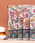 Traditional Hand-Painted Kalamkari Cotton Saree with Floral Border - Sandal