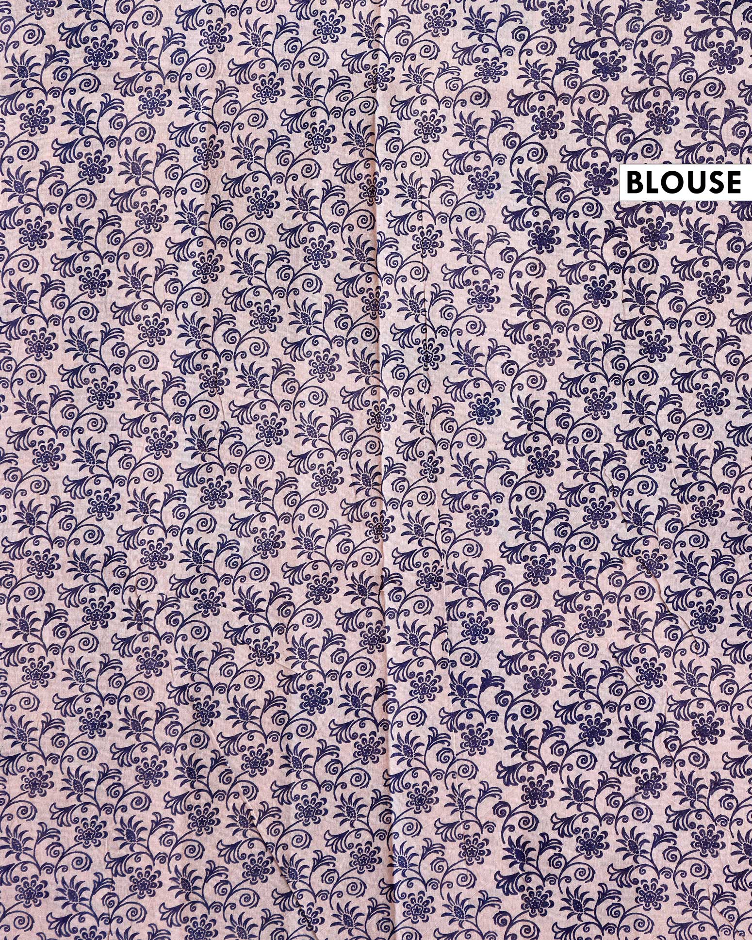 Traditional Hand-Painted Kalamkari Cotton Saree with Floral and Geometric Patterns - Blue