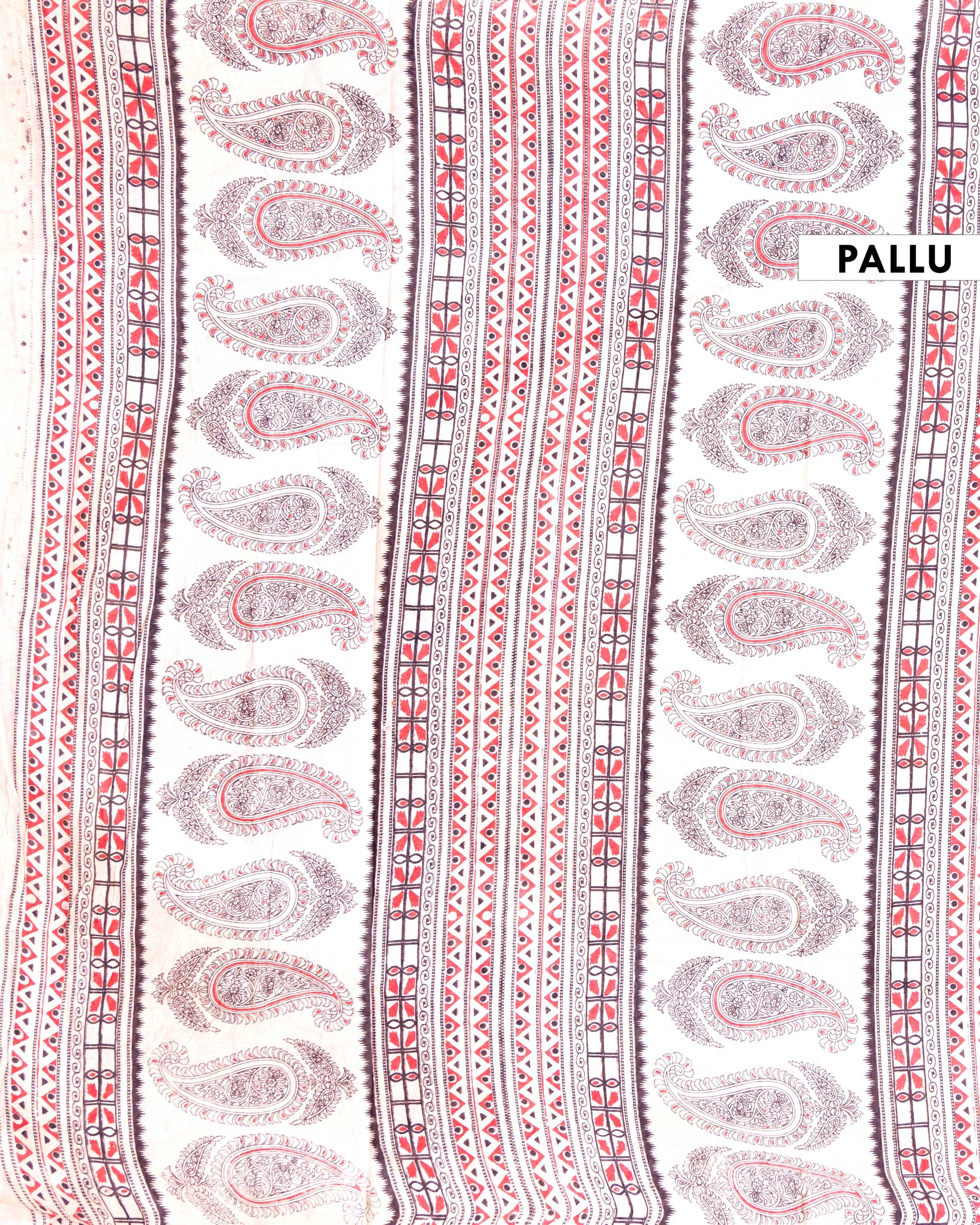 Traditional Hand-Painted Kalamkari Cotton Saree with Intricate Folk Art - Orange