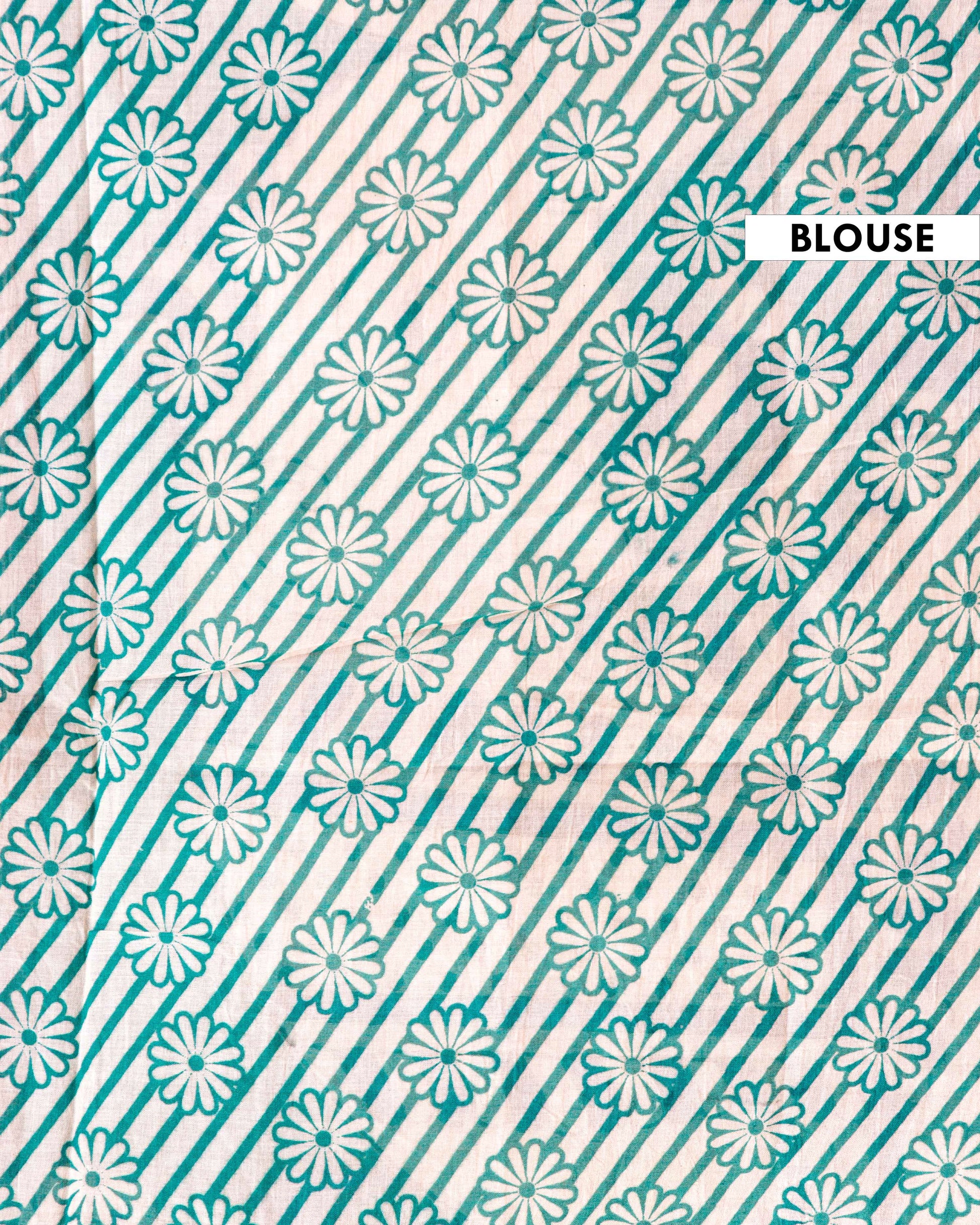 Traditional Hand-Painted Kalamkari Cotton Saree with Lotus Motif and Intricate Border - Cream