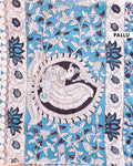 Traditional Hand-Painted Kalamkari Cotton Saree with Traditional Floral Motifs and Border - Blue
