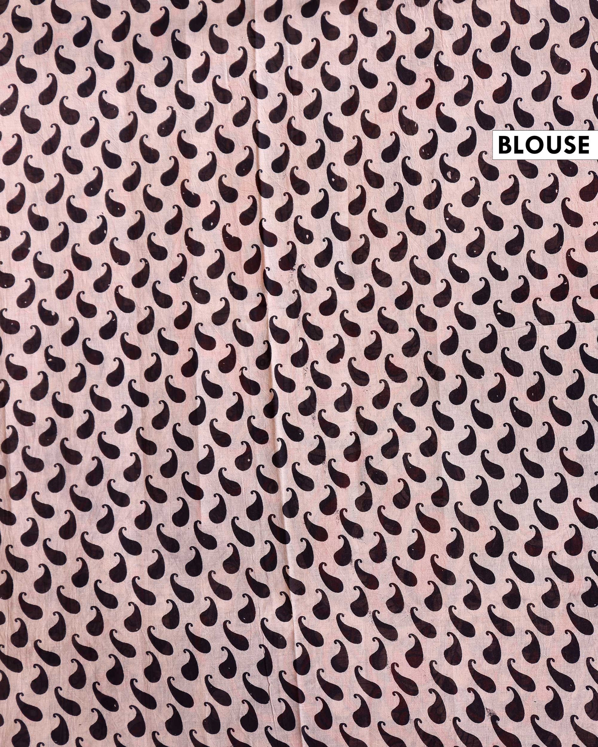 Traditional Hand-Painted Kalamkari Cotton Saree with Traditional Floral and Peacock Motifs - Cream