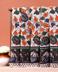Traditional Hand-Painted Kalamkari Cotton Saree with Traditional Floral and Peacock Motifs - Cream