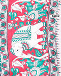 Traditional Hand-Painted Kalamkari Cotton Saree with Traditional Motifs - Pallu