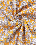 Traditional Hand-Painted Kalamkari Cotton Saree with Traditional Motifs and Floral Border - Close-1