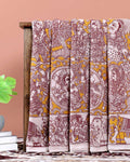 Traditional Hand-Painted Kalamkari Cotton Saree with Traditional Mythological Motifs - Orange