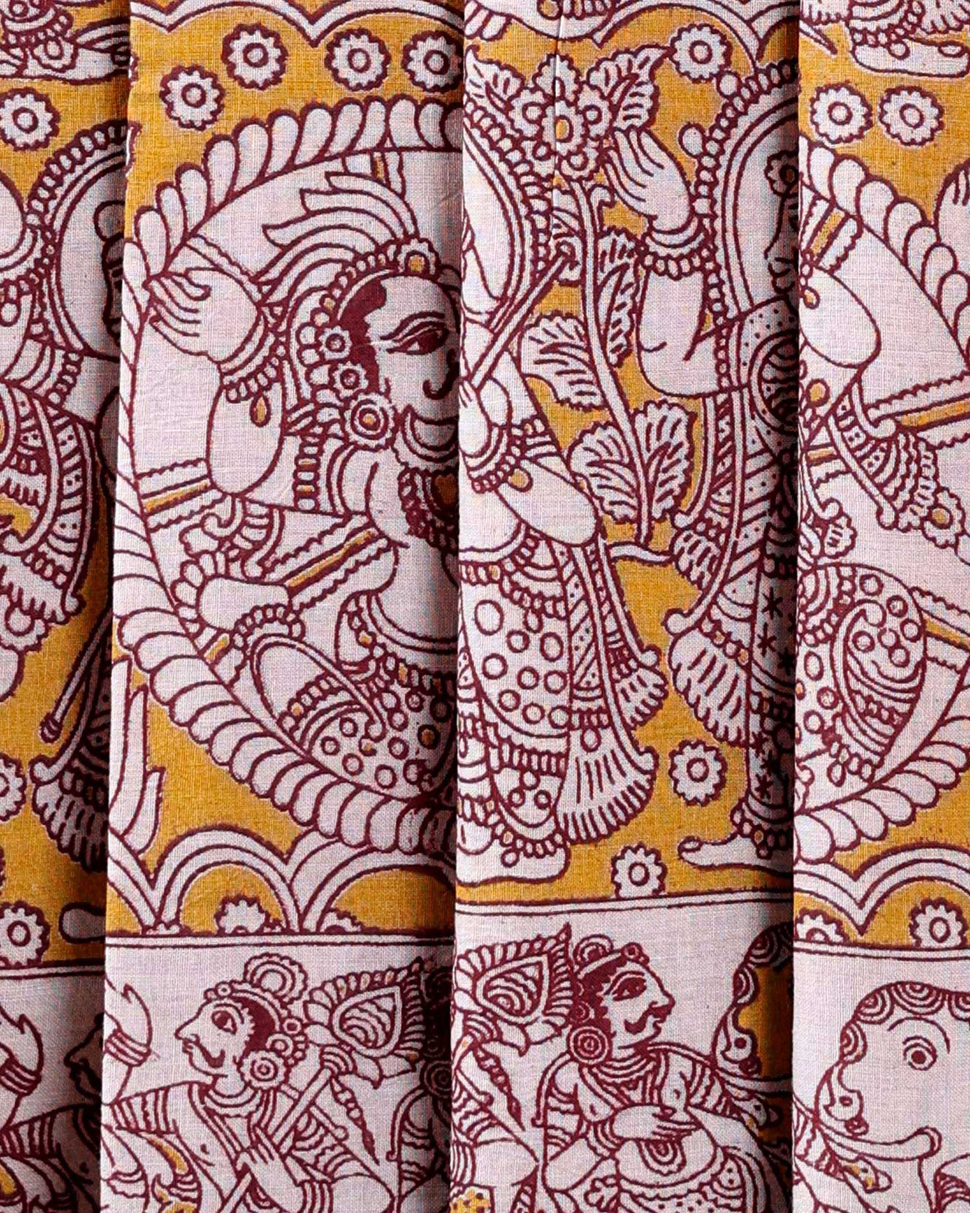 Traditional_Hand-Painted_Kalamkari_Cotton_Saree_with_Traditional_Mythological_Motifs_Close