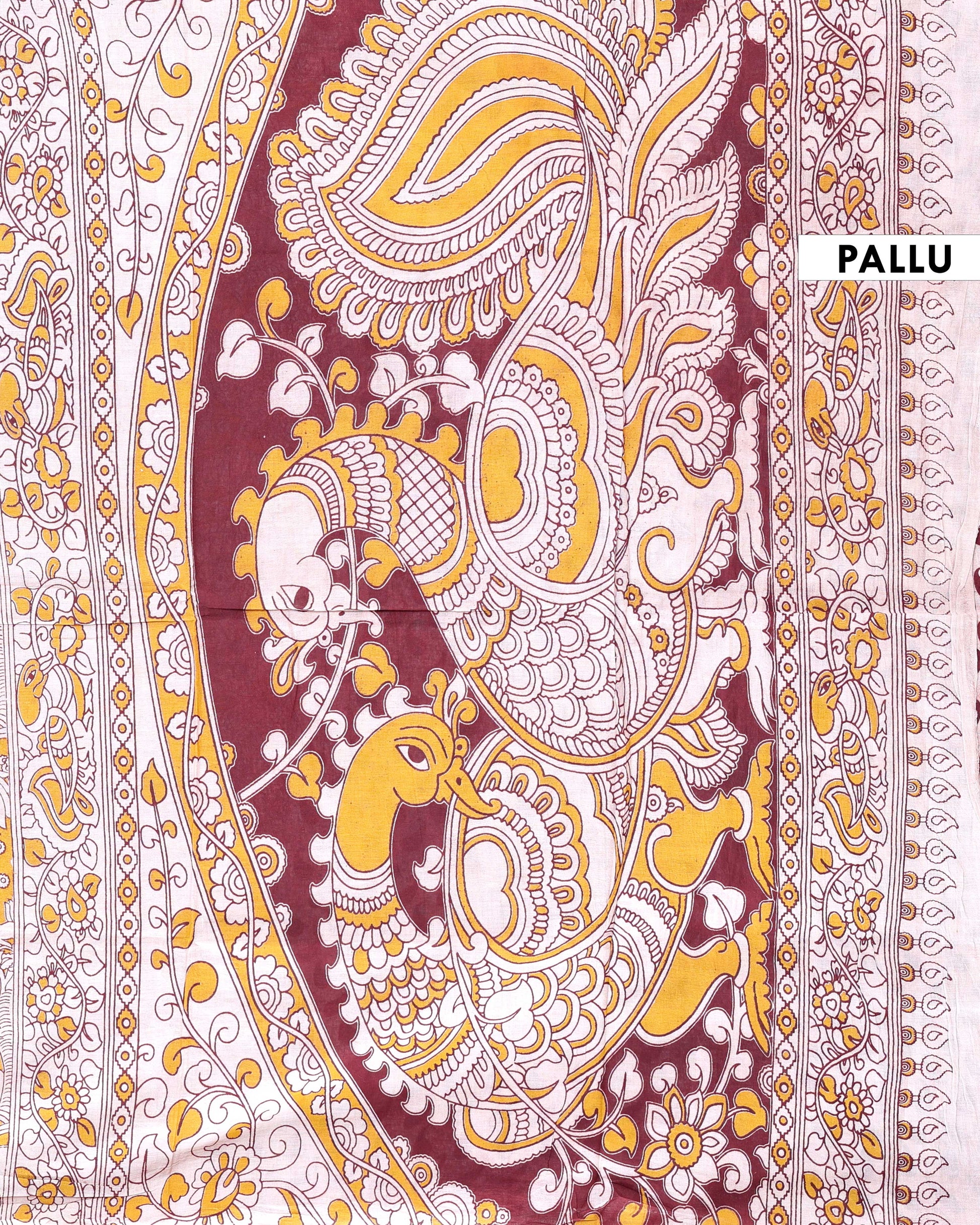 Painted_Kalamkari_Cotton_Saree_with_Traditional_Mythological_Motifs_Pallu