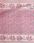 Traditional Hand-Painted Kalamkari Cotton Saree with Traditional Peacock and Floral Motifs - Pink