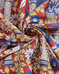 Traditional Hand-Printed Kalamkari Cotton Saree with Intricate Motifs - Close
