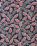 Traditional Hand-block Printed Unstitched Blouse Material - Black-Close