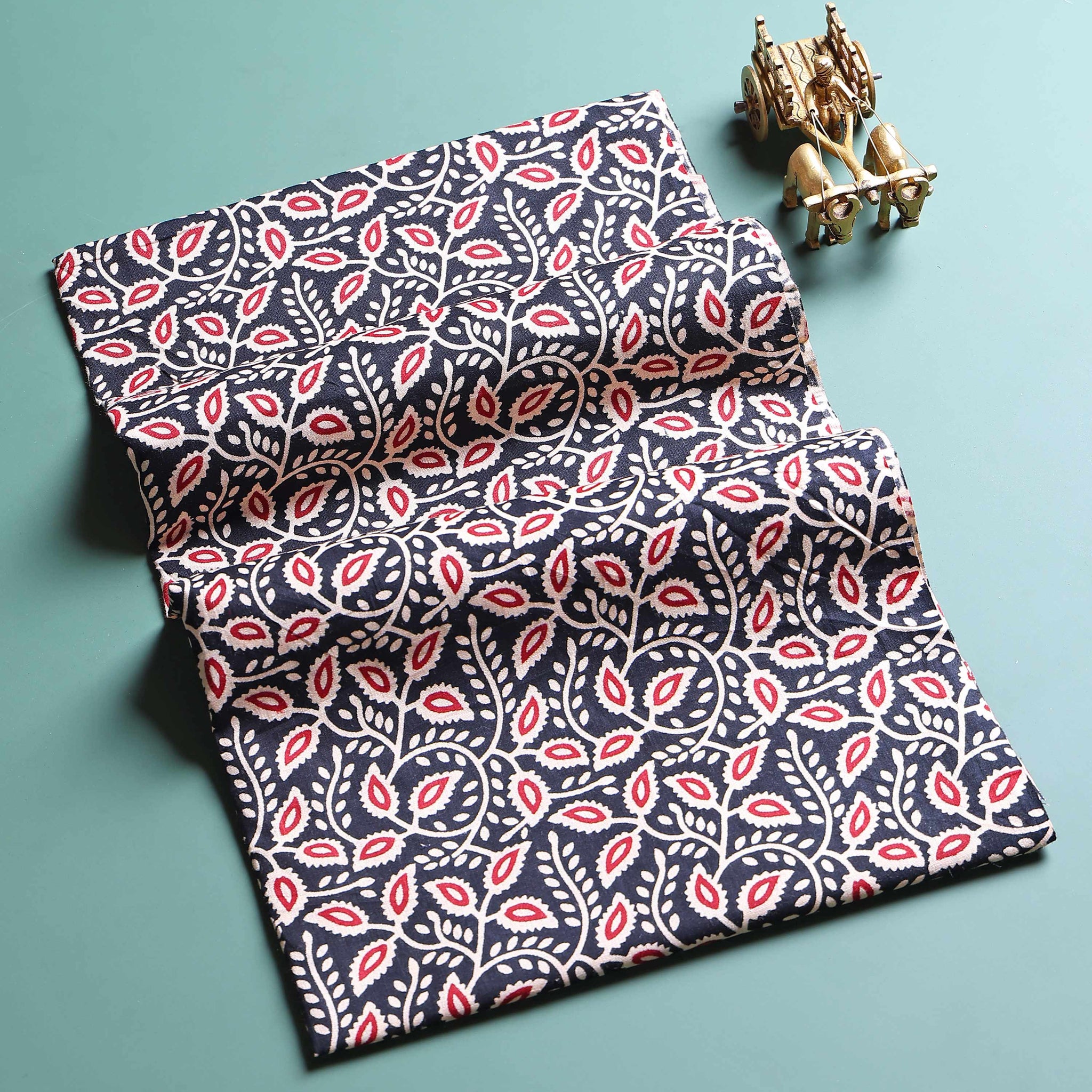 Traditional Hand-block Printed Unstitched Blouse Material - Black