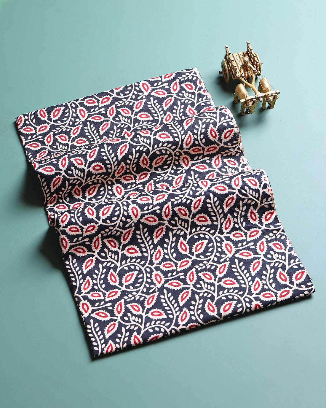 Traditional Hand-block Printed Unstitched Blouse Material - Black