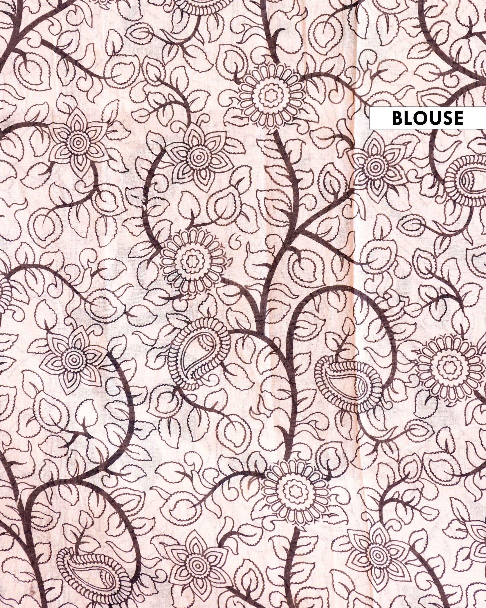 Traditional Hand-painted Kalamkari Cotton Saree with Mythological Dancers and Peacock Motifs - Green