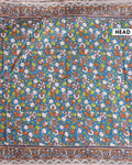 Traditional Hand-painted Kalamkari Cotton Saree with Traditional Floral Motifs - Teal