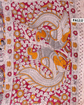 Traditional Hand-painted Kalamkari Cotton Saree with Traditional Narrative Motifs - Orange