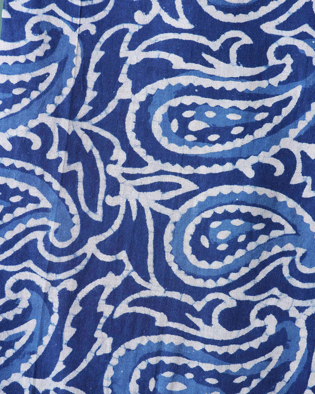 Traditional Hand Block Paisley Print Unstitched Blouse Material - Blue