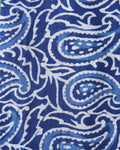 Traditional Hand Block Paisley Print Unstitched Blouse Material - Blue-Close