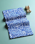 Traditional Hand Block Paisley Print Unstitched Blouse Material - Blue