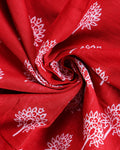 Traditional Hand Block Print Mulmul Saree with Geometric Border - Close