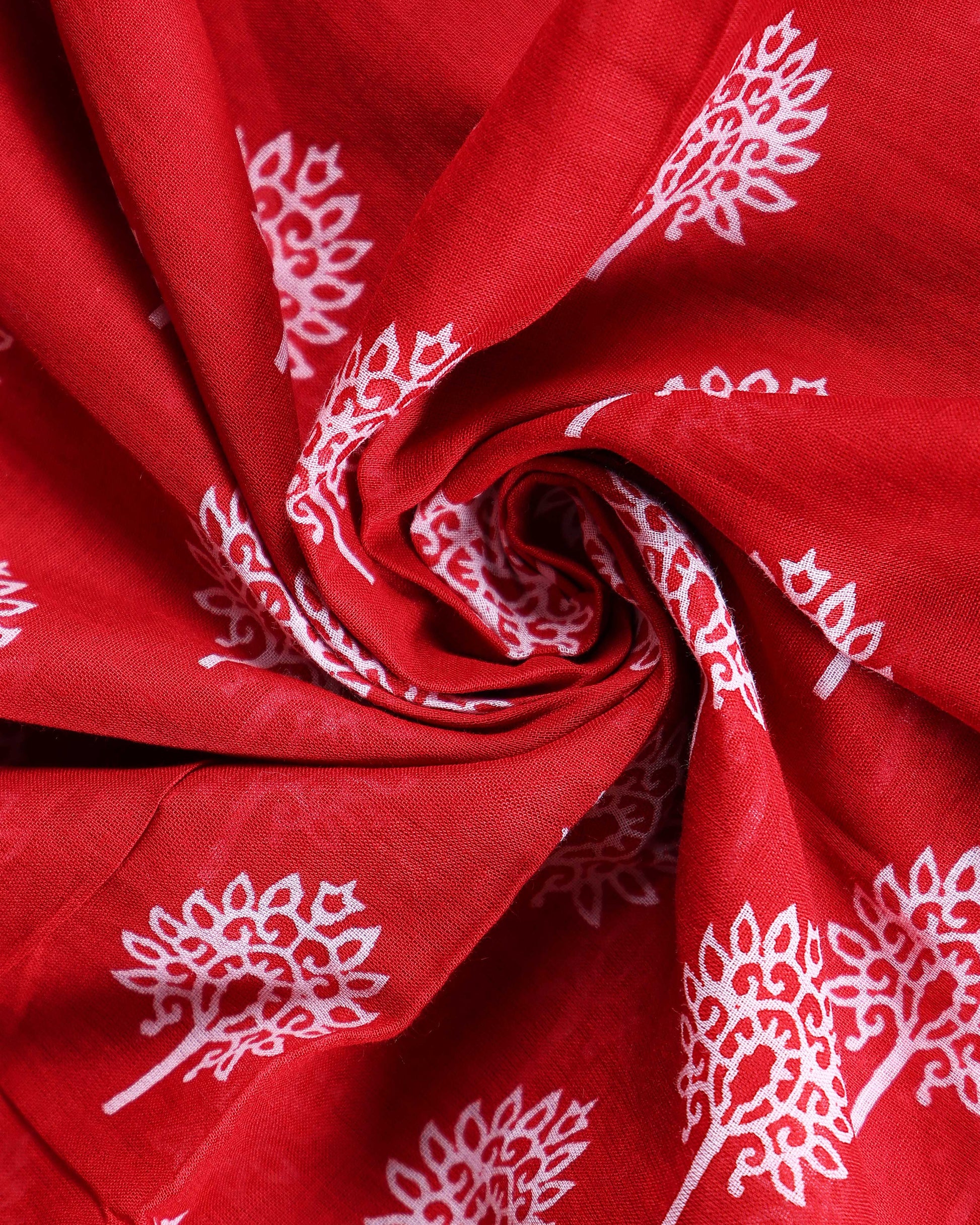 Traditional Hand Block Print Mulmul Saree with Geometric Border - Close