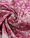 Traditional Hand Block Printed Kalamkari Cotton Saree with Traditional Motifs - Close