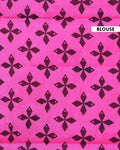 Traditional Hand Block Printed Mul Mul Cotton Saree with Floral Border - Pink-Blouse