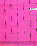 Traditional Hand Block Printed Mul Mul Cotton Saree with Floral Border - Pink-HEAD
