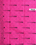 Traditional Hand Block Printed Mul Mul Cotton Saree with Floral Border - Pink-PALLU