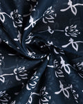 Traditional Hand Block Printed Mul Mul Cotton Saree with Floral Motifs - Dark Teal-Close