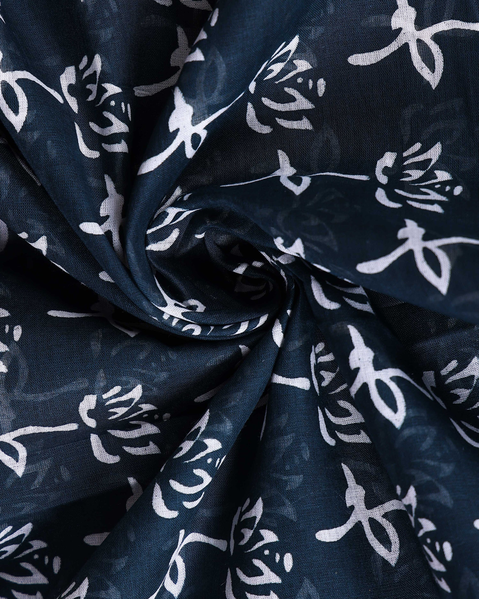 Traditional Hand Block Printed Mul Mul Cotton Saree with Floral Motifs - Dark Teal-Close