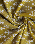Traditional Hand Block Printed Mul Mul Cotton Saree with Traditional Motif - Green-Close