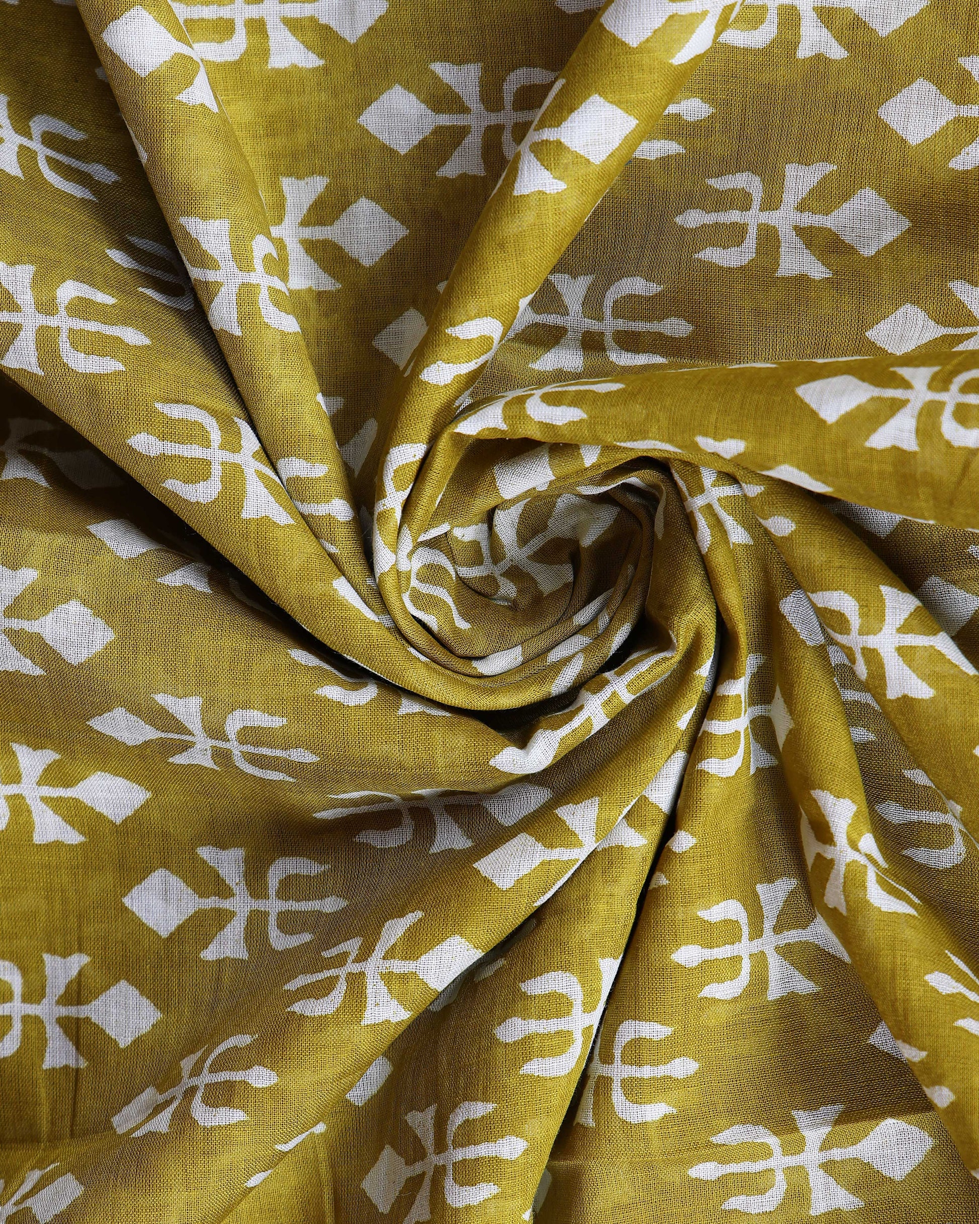 Traditional Hand Block Printed Mul Mul Cotton Saree with Traditional Motif - Green-Close