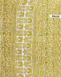 Traditional Hand Block Printed Mul Mul Cotton Saree with Traditional Motif - Green-Pallu