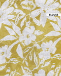 
Traditional Hand Block Printed Mulmul Cotton Saree with Floral Motif - Green-Blouse
