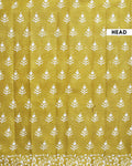 Traditional Hand Block Printed Mulmul Cotton Saree with Floral Motif - Green-Head