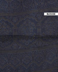 Traditional Hand Block Printed Mulmul Cotton Saree with Floral Motif - Yellow-Blouse
