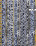 Traditional Hand Block Printed Mulmul Cotton Saree with Floral Motif - Yellow-Pallu